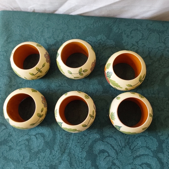 Lot Of  6 Kemp And Beatley Napkin Ring Holders Made In India Yellow Fruit Design - Picture 5 of 7